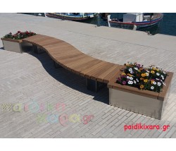 Ξύλινο παγκάκι "S" με ζαρντινιέρες 